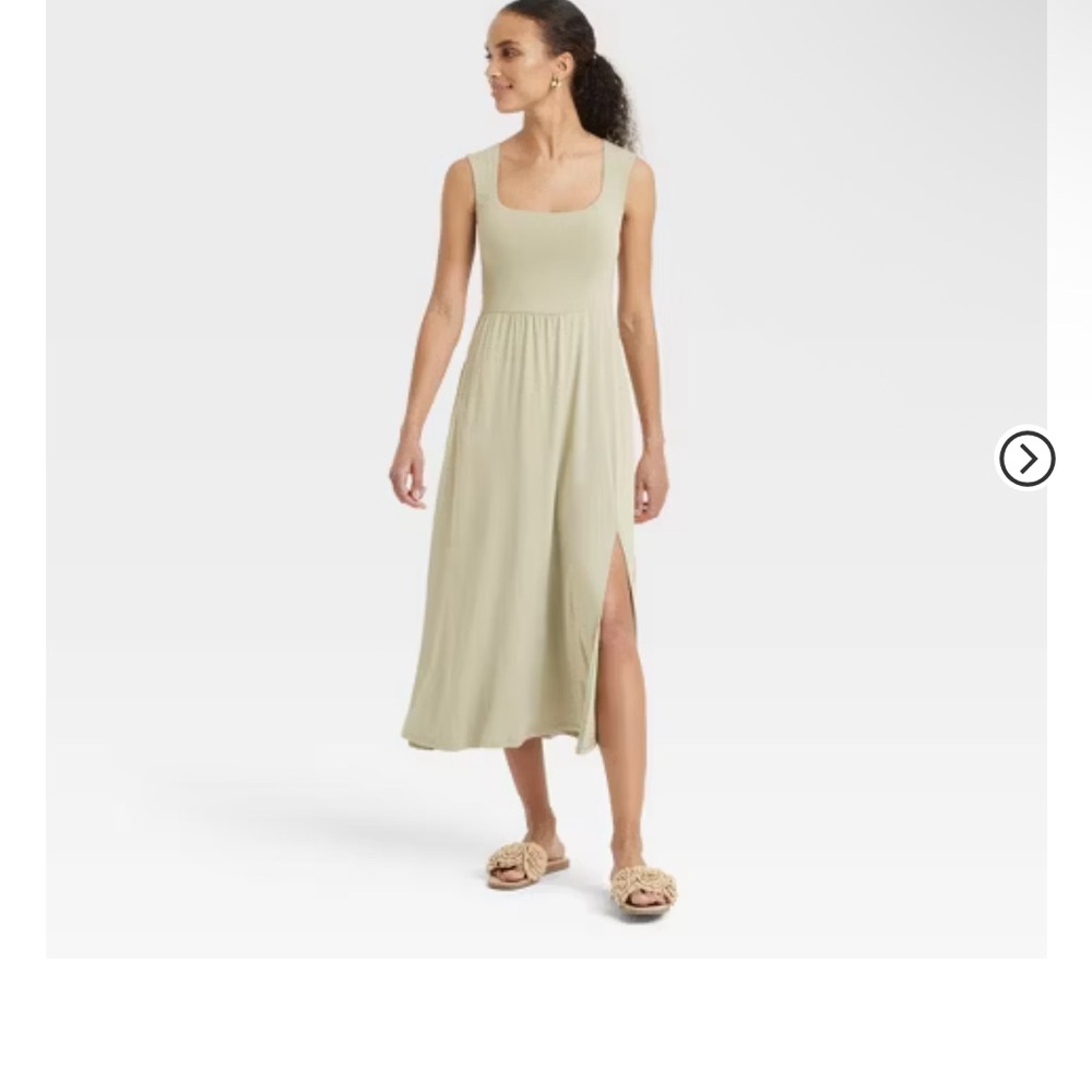 Elegant olive color Sleeveless Maxi Dress